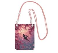 WXWJSHMGC Falling Cherry Blossoms Mini sac à bandoulière pour téléphone portable et smartphone Motif fleurs de cerisier, rose, One Size