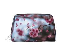 WXWJSHMGC Falling Cherry Blossoms Trousse de maquillage portable en cuir étanche Pochette pour pinceaux de maquillage (17 x 10,9 cm), Argenté., Taille unique
