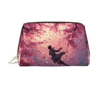 WXWJSHMGC Falling Cherry Blossoms Trousse de maquillage portable en cuir étanche Pochette pour pinceaux de maquillage (17 x 10,9 cm), doré, Taille unique