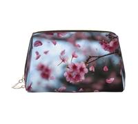 WXWJSHMGC Falling Cherry Blossoms Trousse de maquillage portable en cuir étanche Pochette pour pinceaux de maquillage (17 x 10,9 cm), doré, Taille unique