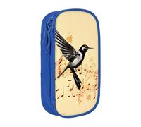 WXWJSHMGC Flying Bird Trousse à crayons double couche avec fermeture éclair en tissu durable pour stylos Motif notes de musique, bleu, Taille unique, Trousse de beauté