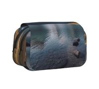 WXWJSHMGC Glacier National Park Print Pen Case Bag - Portable Double Layer Storage Pencil Bag for Children Girls Boys and Adult, Noir , Taille unique, Trousse de beauté
