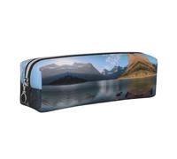 WXWJSHMGC Glacier - Trousse à crayons simple en cuir imprimé parc national avec poche métallique à fermeture éclair, pochette de rangement pour filles, garçons, étudiants, collège, Argenté., Taille