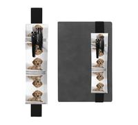 WXWJSHMGC Golden Retriever Lot de 2 porte-stylos en cuir synthétique avec bande élastique réglable pour journaux à couverture rigide, cadeau pour la rentrée scolaire, Noir , Taille unique