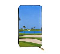 WXWJSHMGC Golf Course by The Sea Print Fashion Long Wallet Shopping Clutch Purse Sac à main en cuir PU pour femmes, portefeuilles pour hommes, Noir , Taille unique