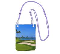 WXWJSHMGC Golf Course by The Sea Print Mini sac à bandoulière pour téléphone portable et smartphone, violet, Taille unique