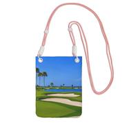 WXWJSHMGC Golf Course By The Sea Print Mini sac à bandoulière pour téléphone portable et smartphone, rose, Taille unique