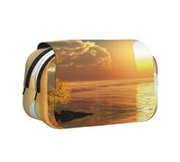 WXWJSHMGC Good Morning Trousse à crayons avec impression - Trousse de rangement portable double couche pour enfants, filles, garçons et adultes