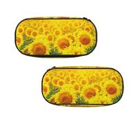 WXWJSHMGC Grande trousse à crayons avec 3 compartiments - Motif champ de tournesol - Pour garçons et filles