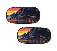 WXWJSHMGC Grande trousse à crayons avec 3 compartiments - Motif îles de Norvège - Pour garçons et filles