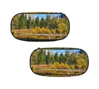 WXWJSHMGC Grande trousse à crayons avec 3 compartiments - Motif lacs de montagne - Pour garçons et filles