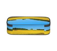 WXWJSHMGC Grande trousse à crayons avec fermeture éclair - Motif champ de fleurs de viol - Pour étudiant