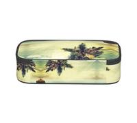 WXWJSHMGC Grande trousse à crayons avec imprimé palmier et rivage rocheux - Jolie trousse à crayons avec fermeture éclair pour étudiant