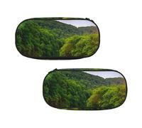 WXWJSHMGC Grande trousse à crayons Mountain Valley avec imprimé arc-en-ciel avec 3 compartiments pour stylos, cartes, pièces de monnaie pour garçons et filles