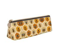 WXWJSHMGC Honeybee - Trousse à crayons en cuir avec imprimé abeille, trousse à crayons portable de grande capacité pour l'école secondaire, filles et garçons