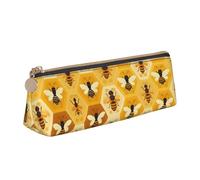 WXWJSHMGC Honeybee - Trousse à crayons en cuir avec imprimé abeille, trousse à crayons portable de grande capacité pour l'école secondaire, filles et garçons