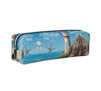 WXWJSHMGC House Beach - Trousse à crayons simple en cuir avec poche zippée métallisée, pochette de rangement pour filles, garçons, étudiants, collège, Argenté., Taille unique, Trousse de beauté