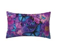 WXWJSHMGC Housse de coussin en lin imprimé fleur papillon pour canapé, lit, voiture, taie d'oreiller 30 x 50 cm