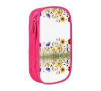 WXWJSHMGC Iris Flower Butterfly Print Trousse à crayons double couche avec fermeture éclair - Tissu durable pour stylos - Idéal pour les étudiants, rose, Taille unique, Trousse de beauté
