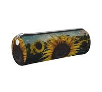 WXWJSHMGC La plus belle trousse à crayons en cuir imprimé tournesol avec fermeture éclair pour stylos, maquillage, cosmétiques, papeterie pour l'école, le travail, le bureau, Argenté., Taille unique