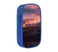 WXWJSHMGC Las Vegas Sunset Print Trousse à crayons double couche avec fermeture éclair - Tissu durable - Idéal pour les étudiants, bleu, Taille unique, Trousse de beauté