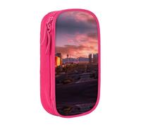 WXWJSHMGC Las Vegas Sunset Print Trousse à crayons double couche avec fermeture éclair - Tissu durable - Idéal pour les étudiants, rose, Taille unique, Trousse de beauté
