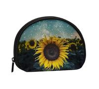 WXWJSHMGC Le plus beau porte-monnaie imprimé tournesol pour femmes et filles personnalité, petite pochette de rangement coquille, pochette, portefeuilles, taille unique, décontracté, Noir , Taille