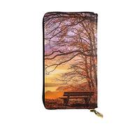 WXWJSHMGC Lonely Bench Portefeuille long en cuir synthétique avec imprimé coucher de soleil pour femme et homme