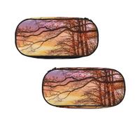 WXWJSHMGC Lonely Bench Trousse à crayons avec 3 compartiments pour stylos et pièces de monnaie Motif coucher de soleil Pour garçons et filles