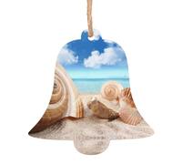 WXWJSHMGC Lot de 2 boules de Noël en bois à suspendre Motif coquillages par le bord de mer
