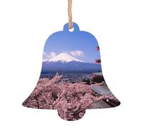 WXWJSHMGC Lot de 2 boules de Noël en bois à suspendre Motif mont Fuji Japon