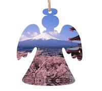 WXWJSHMGC Lot de 2 boules de Noël en bois à suspendre Motif mont Fuji Japon