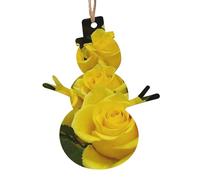 WXWJSHMGC Lot de 2 boules de Noël en bois à suspendre Motif roses jaunes