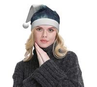 WXWJSHMGC Lot de 2 chapeaux de Noël en peluche avec imprimé paysage de montagne, chapeau de Noël unisexe pour Noël, Nouvel An, fêtes festives