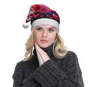 WXWJSHMGC Lot de 2 chapeaux de Noël unisexes en peluche avec imprimé cœur d'amour pour Noël, Nouvel An, fêtes festives
