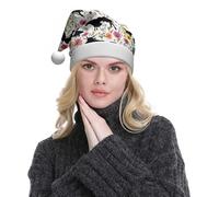 WXWJSHMGC Lot de 2 chapeaux de Noël unisexes en peluche avec imprimé sanctuaire de ferme bovins pour Noël, Nouvel An, fêtes festives