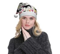 WXWJSHMGC Lot de 2 chapeaux de Noël unisexes en peluche avec imprimé sanctuaire de ferme bovins pour Noël, Nouvel An, fêtes festives