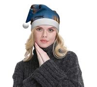 WXWJSHMGC Lot de 2 chapeaux de Noël unisexes en peluche avec imprimé Venise Night pour Noël, Nouvel An, fêtes festives