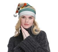 WXWJSHMGC Lot de 2 chapeaux de Noël unisexes en peluche imprimés modernes du milieu du siècle pour Noël, Nouvel An, fêtes festives