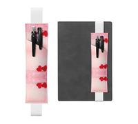 WXWJSHMGC Lot de 2 porte-stylos en cuir PU avec bande élastique réglable et imprimé à paillettes rouges et roses pour journaux à couverture rigide, cadeau pour la rentrée scolaire, blanc, Taille