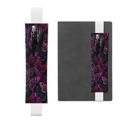 WXWJSHMGC Lot de 2 porte-stylos en cuir PU avec bande élastique réglable et imprimé papillon rose pour journaux à couverture rigide, cadeau pour la rentrée scolaire, blanc, Taille unique