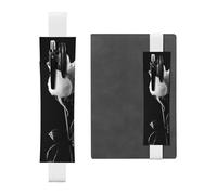 WXWJSHMGC Lot de 2 porte-stylos en cuir PU avec bande élastique réglable et imprimé rose monochrome pour journaux à couverture rigide, cadeau pour la rentrée scolaire, blanc, Taille unique
