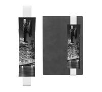 WXWJSHMGC Lot de 2 porte-stylos en cuir PU avec bande élastique réglable Motif New York Pour journaux à couverture rigide Cadeau pour la rentrée scolaire, blanc, Taille unique