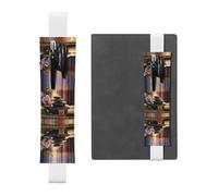 WXWJSHMGC Lot de 2 porte-stylos en cuir PU avec bande élastique réglable - Motif pierre zen - Pour journaux à couverture rigide - Cadeau pour la rentrée scolaire, blanc, Taille unique