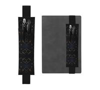 WXWJSHMGC Lot de 2 porte-stylos en cuir synthétique avec bande élastique réglable et motif lignes géométriques pour journaux à couverture rigide, cadeau pour la rentrée scolaire, Noir , Taille unique