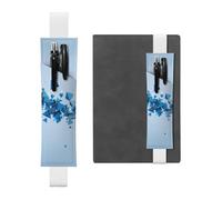 WXWJSHMGC Lot de 2 porte-stylos en cuir synthétique avec bande élastique réglable Motif cube volant abstrait pour journaux à couverture rigide, carnet de notes pour cadeau de rentrée scolaire, blanc