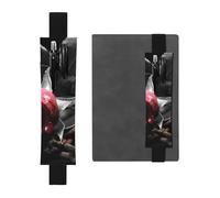 WXWJSHMGC Lot de 2 porte-stylos en cuir synthétique avec bande élastique réglable Motif roses noires gothiques pour journaux à couverture rigide Cadeau pour la rentrée scolaire, Noir , Taille unique