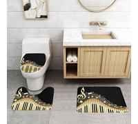 WXWJSHMGC Lot de 3 tapis de bain antidérapants en peluche avec imprimé musique