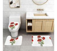 WXWJSHMGC Lot de 3 tapis de bain antidérapants en peluche avec motif coquelicot