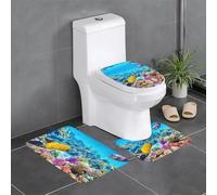 WXWJSHMGC Lot de 3 tapis de bain antidérapants en peluche avec motif poissons de mer et corail